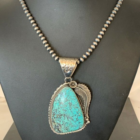 Men's Navajo Turquoise Necklace Pendant Length 20 - Picture 4 of 12